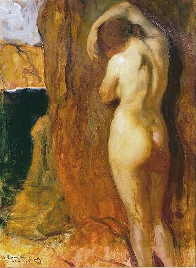 unknow artist Nude Leaning against a Rock Overlooking the Sea